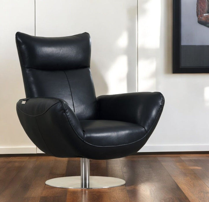 Contemporary Leather Lounge Chair - Black