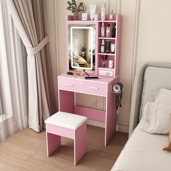 Small Makeup Vanity Desk With Adjustable LED Lights Home Essentials