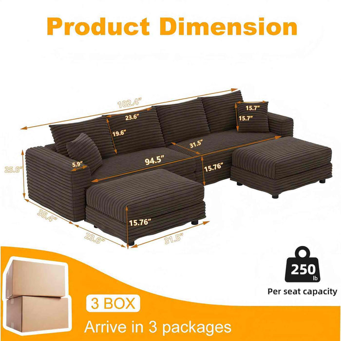 Modern Comfy Upholstered Sofa Cloud Couch & Deep Seat Couches Home Essentials