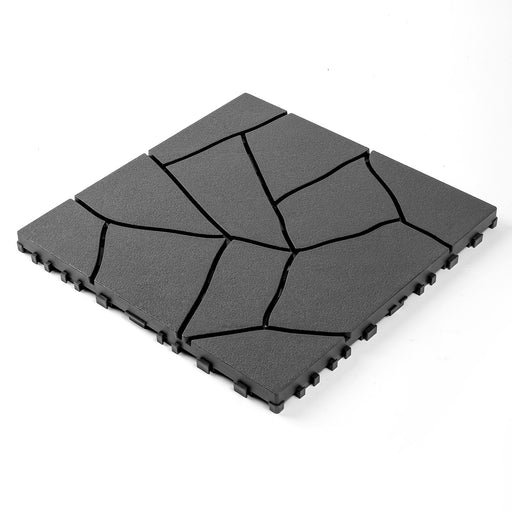 Stone Style Patio Deck Tiles, Diy Interlocking Outdoor Indoor Floor Tiles (Set of 44) - Dark Gray Daily Nest