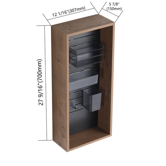 Wall Mounted Storage Cabinet With 4 Diy Accessories - Imitative Oak Home Essentials