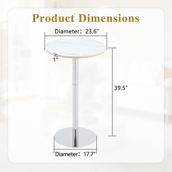 Circular Bar Table - White / Silver Home Essentials