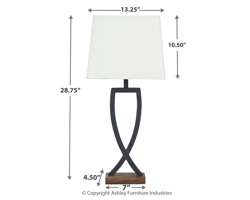 Makara - Metal Table Lamp (Set of 2) - Black / Brown Signature Design by Ashley®