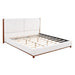 King Upholstered Bed Frame, No Box Spring Needed - Walnut / White Noble House