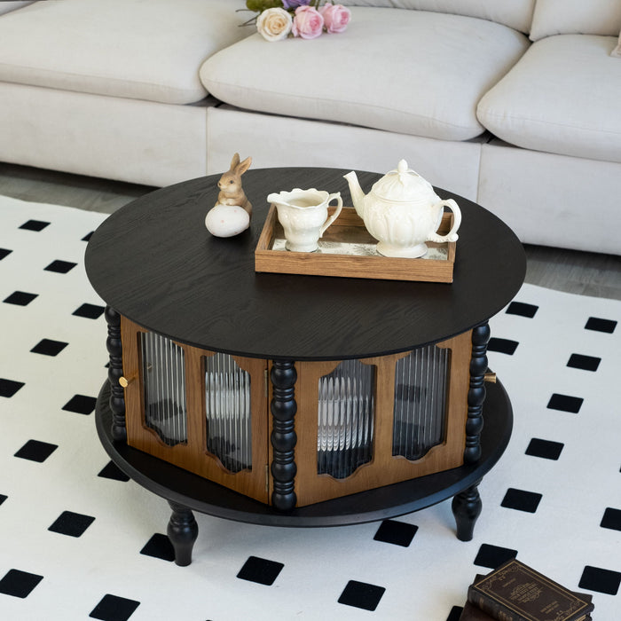 Round 3 Door Storage Coffee Table For Living Room Home Essentials