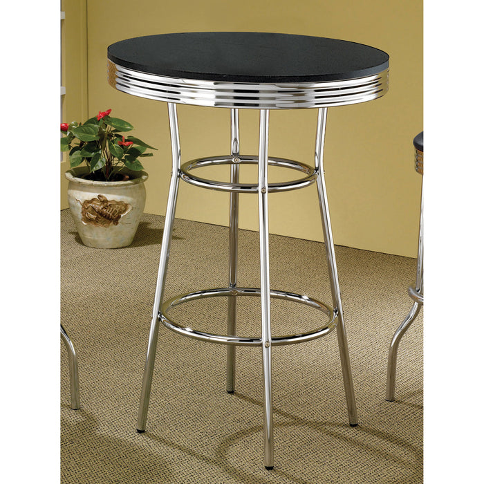 Round Bar Table With Retro Design - Black Furniture Max