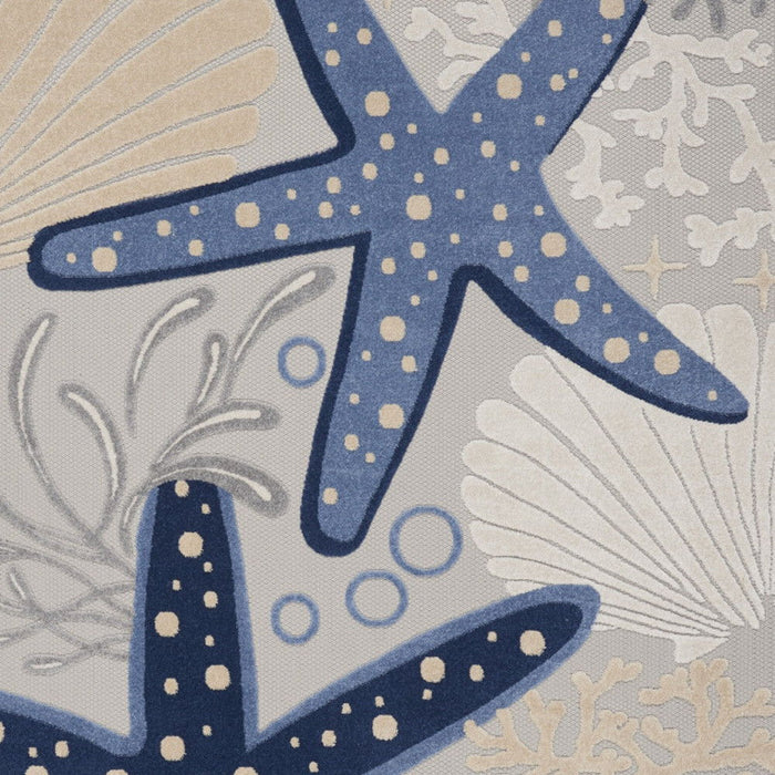 9' X 12' Starfish Indoor / Outdoor Area Rug - Blue / Gray