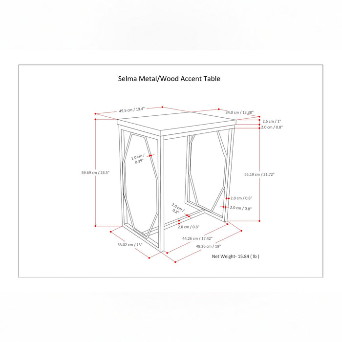 Selma - Handcrafted Metal And Wood Accent Table Simpli-Home