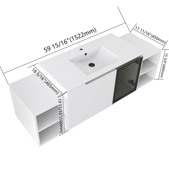 Wall Mounted Bathroom Vanity With Sink, Cabinet & Half Door Home Essentials