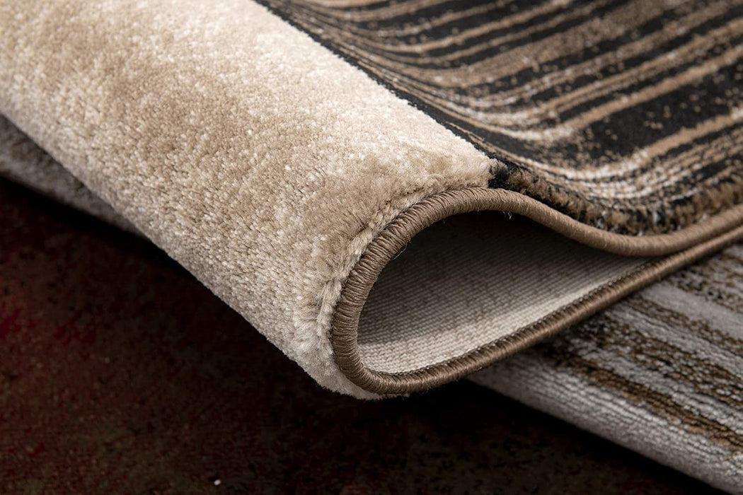 10' Abstract Power Loom Runner Rug - Brown