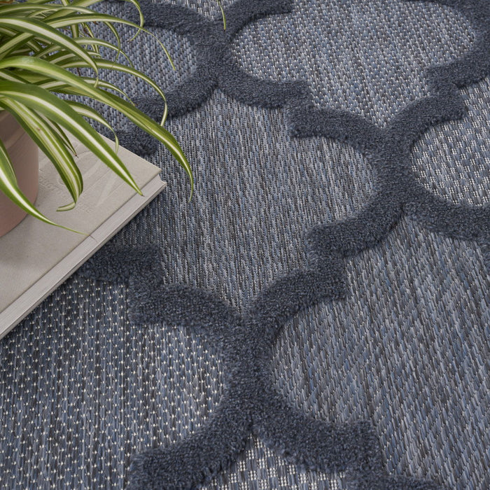 8' X 10' Area Rug Geometric Flatweave - Navy Blue