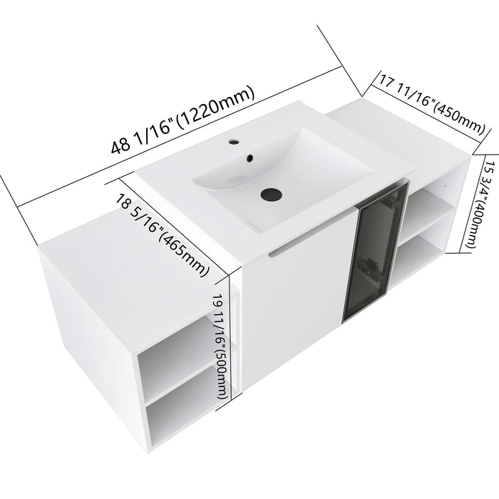 Wall Mounted Bathroom Vanity With Sink, Cabinet & Half Door Home Essentials