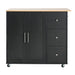 Mobile Kitchen Cart With Storage With 2 Doors, 3 Drawers & Adjustable Shelf - Black / Natural Noble House