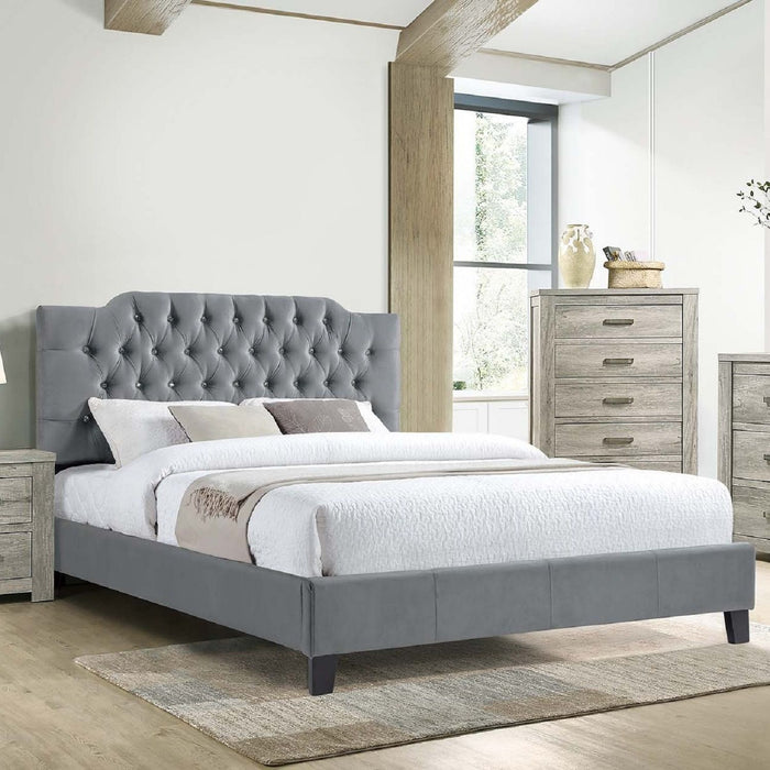 Modern Bed Frame With Tufted Upholstered Headboard Home Essentials