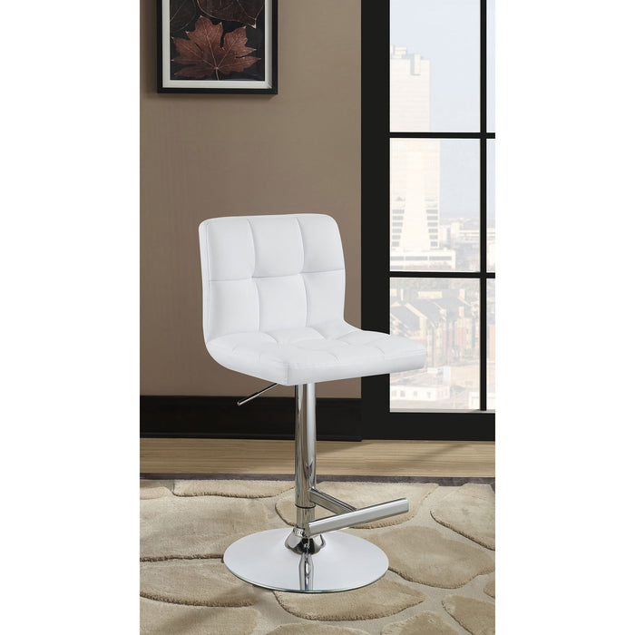 Lenny - Upholstered Adjustable Bar Stool (Set of 2) - White Furniture Max