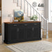 Fluted Sideboard Buffet Cabinet With 4 Doors And 3 Drawers Home Essentials