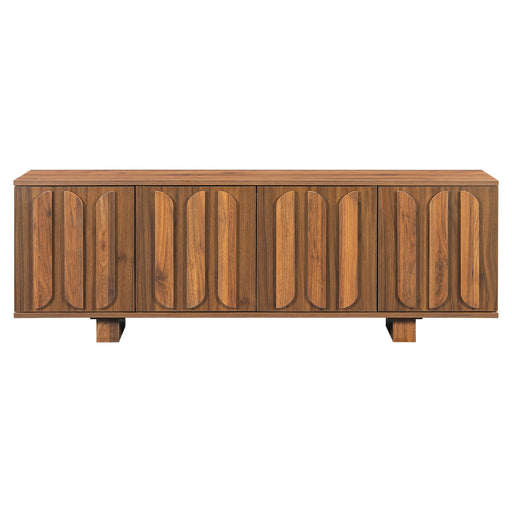 Farmhouse TV Stand, Storage Media Console With Adjustable Shelves & 3 Cable Holes Hearth and Haven