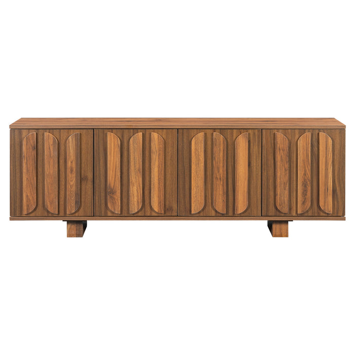 Farmhouse TV Stand, Storage Media Console With Adjustable Shelves & 3 Cable Holes Hearth and Haven
