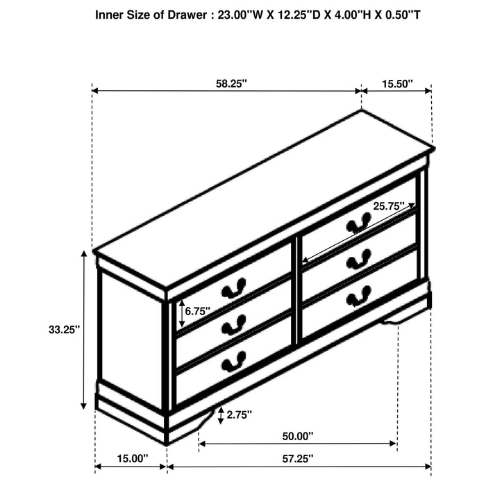Frances - 6 Drawer Dresser Furniture Max