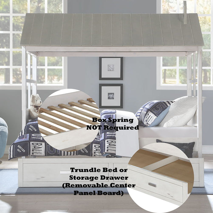 Tree House II - Twin Bed - Weathered White & Washed Gray ACME