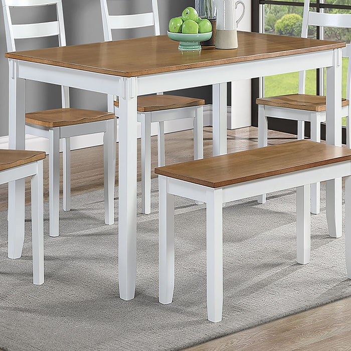 6 Piece Dining Set Table With 4 Side Chairs And Bench - Light Brown / White Home Essentials