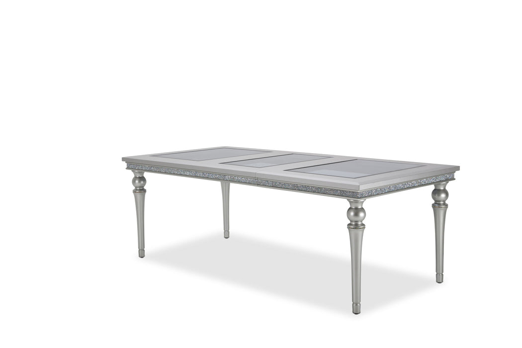 Melrose Plaza - Upholstered Dining Table With Glass Insert - Dove