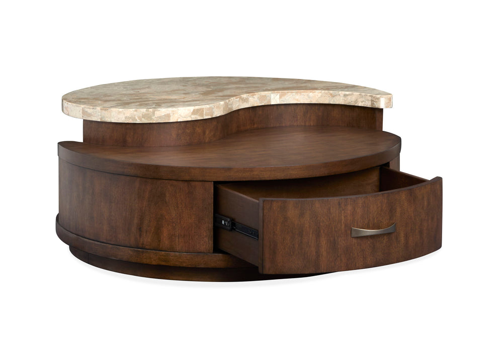 McPherson - Round Cocktail Table With Casters - Burnt Umber Magnussen Furniture