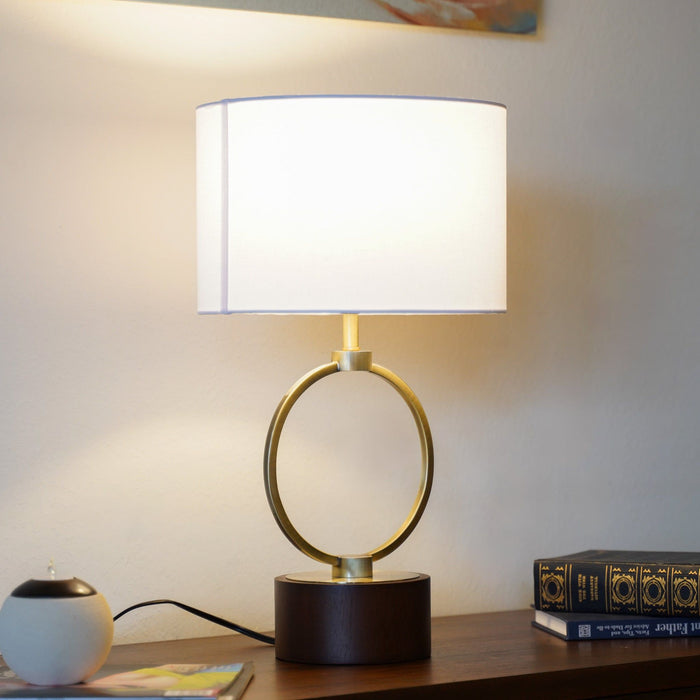 Bedroom Table Lamp With Circular Design - White Ashcroft Furniture