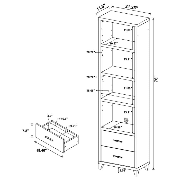 Media Tower With And Drawer With Adjustable Shelves Handles - Brown Furniture Max