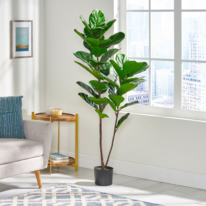 Nh-Bc Furnishings - Artificial Fiddle Leaf Fig Tree - Green - Iron / Plastic