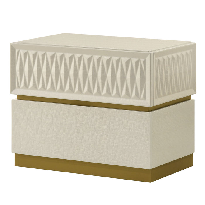Stanley - 2 Drawer Nightstand With Crocodile Texture - Gray Matrix Furniture Group