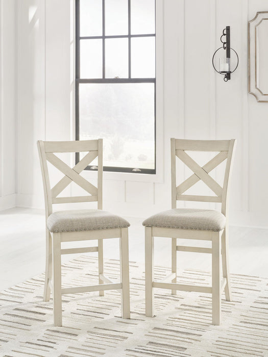 Robbinsdale - Upholstered Barstool (Set of 2) - Antique White Signature Design by Ashley®