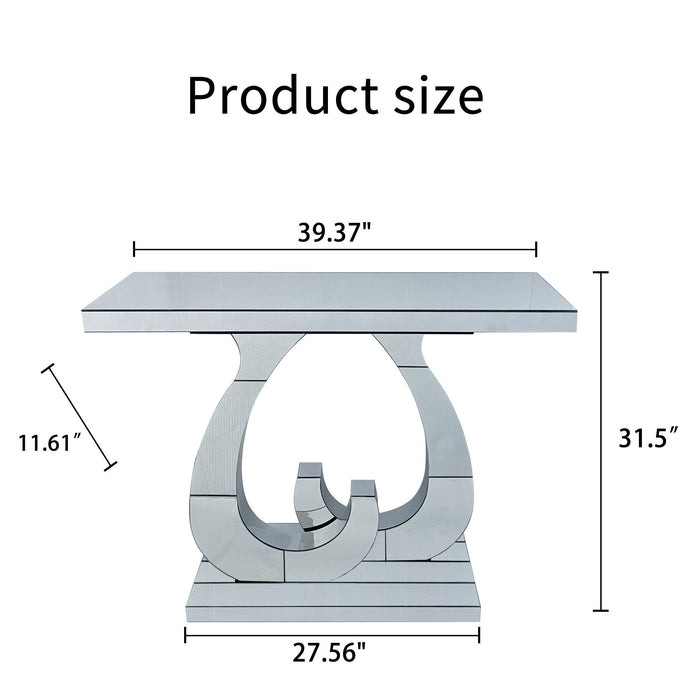 Double C - Base Rectangular Sofa Table For Living Room - Silver Home Essentials