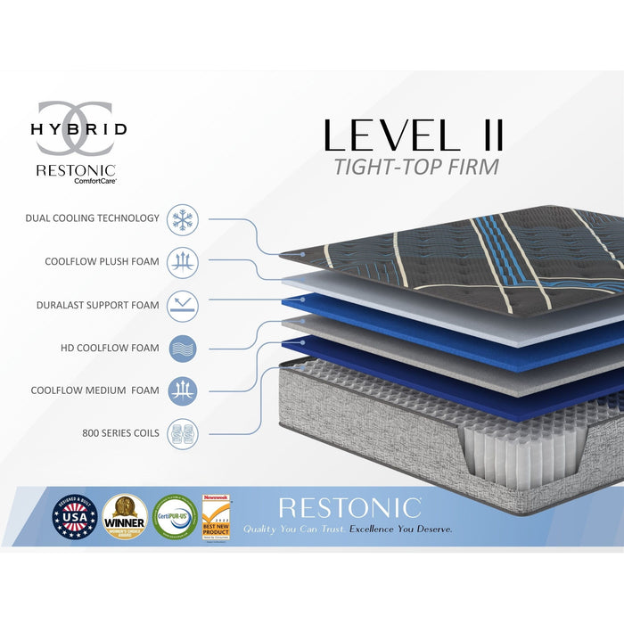 Tempagel - 13" Lux Firm Mattress With Advanced Cooling Restonic Mattress