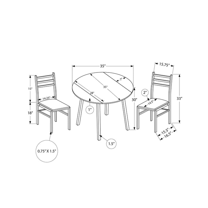 3 Pieces Dining Table Set, Small, Drop Leaf, Contemporary & Modern 8th Street