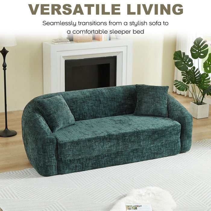 Curved Convertible Sofa, 2 In 1 Fold Out Bed With Pull Out Base And Deep Seat Home Essentials