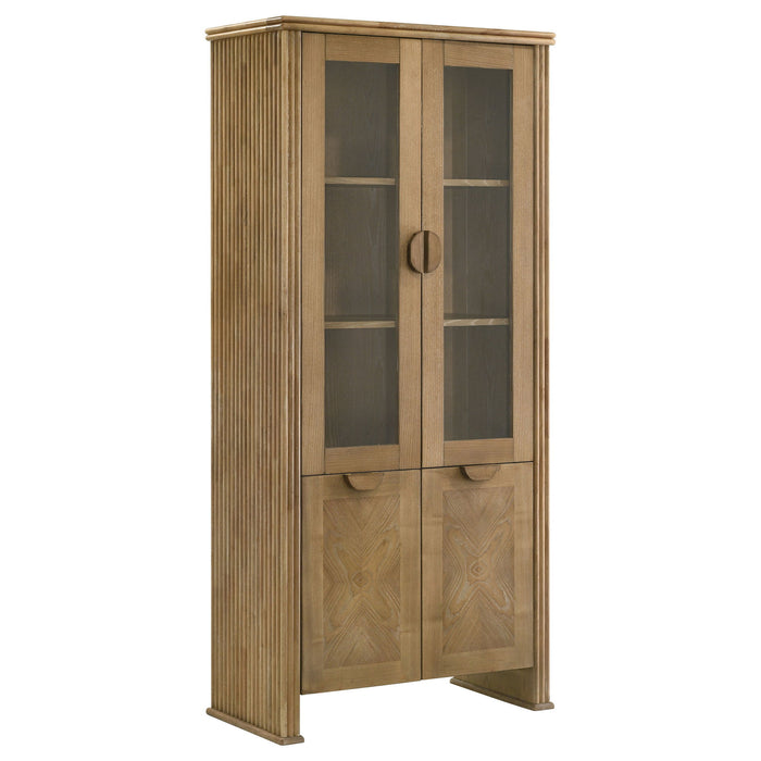 Dreydon - 4 Door Display Cabinet - Light Brown Furniture Max