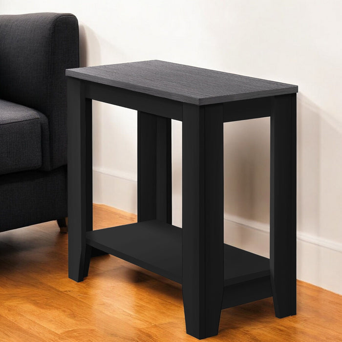 22" End Table With Shelf - Black And Gray