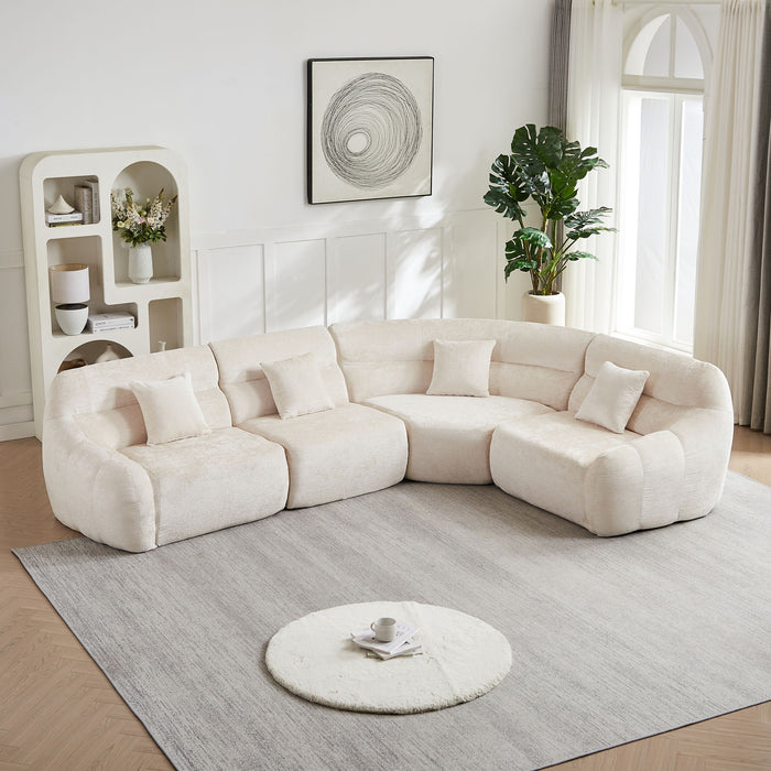 Luxury Curved Corner Sectional Sofa With 4 Pillows Home Essentials