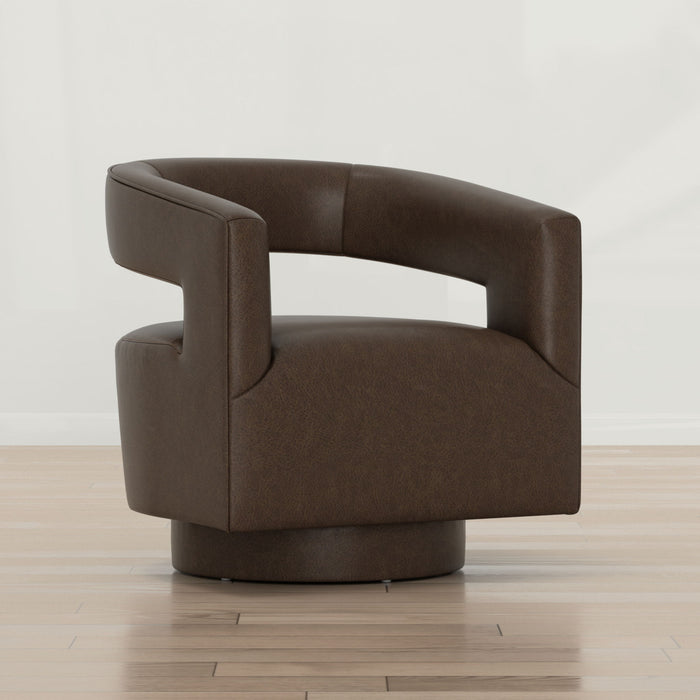 Swivel Accent Chair With Geometric Backrest Emerald Home