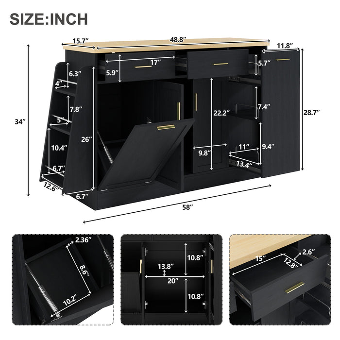 Kitchen Sideboard With Sliding Door Cabinet, 3 Tier Spice Rack Hearth and Haven