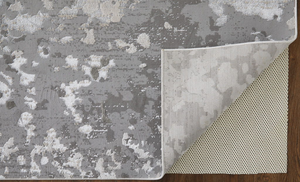 Abstract Stain Resistant Area Rug - Silver Gray And White - 8' X 11'