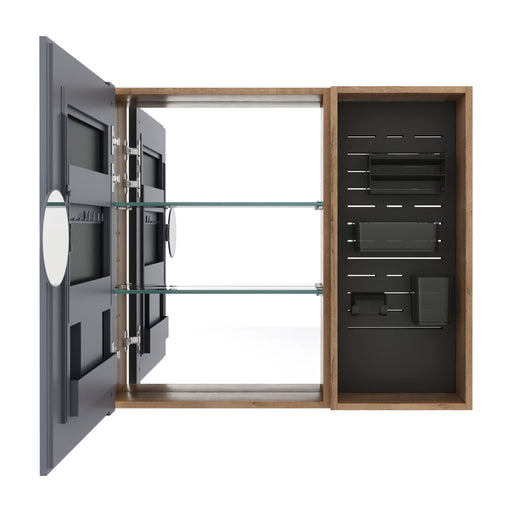 Wall Mounted Bathroom Mirror Cabinet & Adjustable Shelves - Imitative Oak Home Essentials