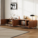 TV Stand With Legs, Media Console, 4 Cabinets For Living Room - Natural Wood Hearth and Haven