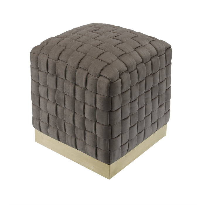 Velvet Ottoman - Taupe / Gold