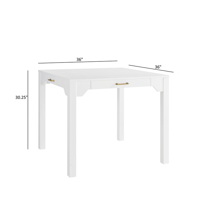 Alleyville - Square Dining Table With Storage Drawer - White Ridgecrest Home