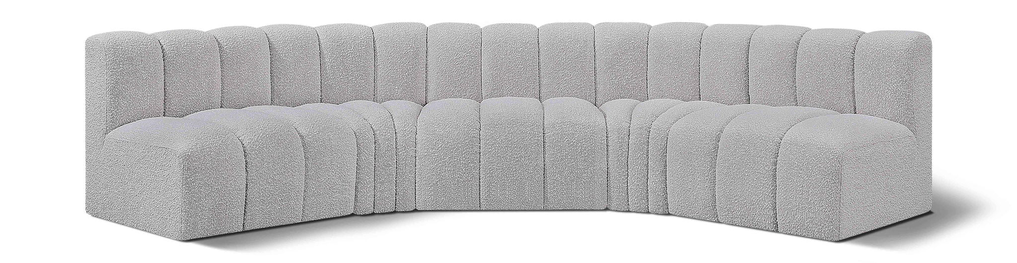 Arc - Boucle Fabric 5 Piece U-Shaped Modular Sofa Meridian Furniture