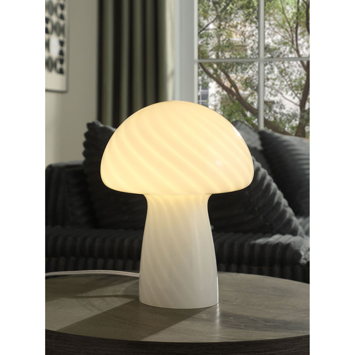 Jonah - Mushroom Shaped Glass Table Lamp - White Furniture Max
