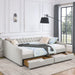 Upholstered Tufted Daybed With Drawers, Waved Arms Home Essentials