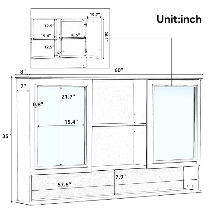 Double Sink Bathroom Vanity Set With Wall Mount Mirror Cabinet Noble House